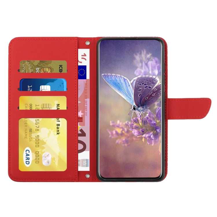 For Google Pixel 9 Skin Feel Butterfly Embossed Flip Leather Phone Case(Red) - Google Cases by buy2fix | Online Shopping UK | buy2fix