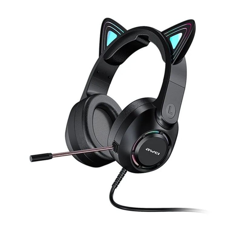 AWEI GM-9 Cat Ear Colorful Light Wired Gaming Headset with Mic, Cable Length: 2m(Black) - Multimedia Headset by awei | Online Shopping UK | buy2fix