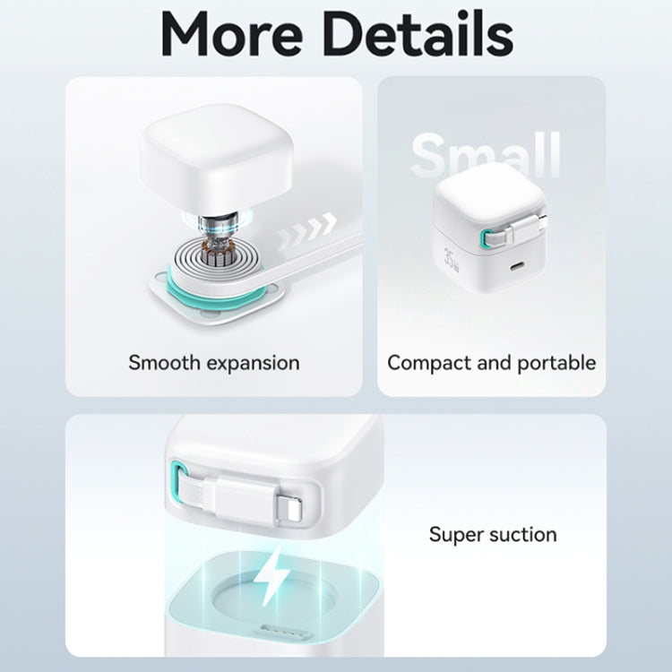 USAMS US-CC210 SMF Series PD35W 8 Pin + Type-C Dual Port GaN Fast Charger, US Plug(White) - USB Charger by USAMS | Online Shopping UK | buy2fix