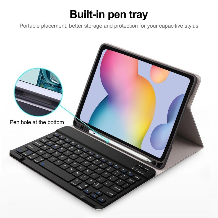 For Samsung Galaxy Tab S9 FE+ Square Cap Bluetooth Keyboard Leather Case with Pen Slot(Black) - Samsung Keyboard by buy2fix | Online Shopping UK | buy2fix