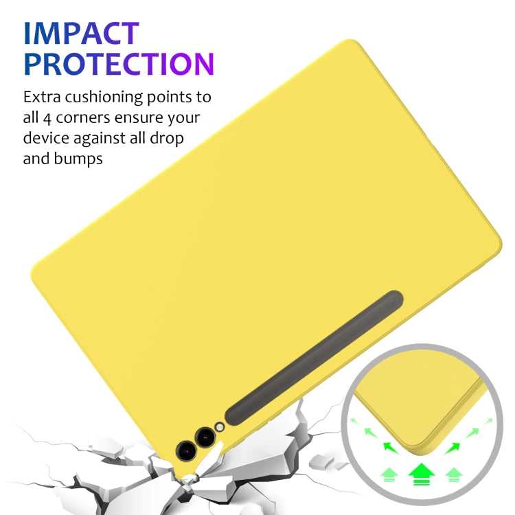 For Samsung Galaxy Tab S9+ Pure Color Liquid Silicone Shockproof Tablet Case(Yellow) - Galaxy Tab S9+ Cases by buy2fix | Online Shopping UK | buy2fix