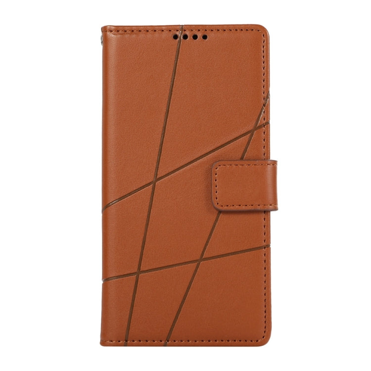 For Google Pixel 9 PU Genuine Leather Texture Embossed Line Phone Case(Brown) - Google Cases by buy2fix | Online Shopping UK | buy2fix