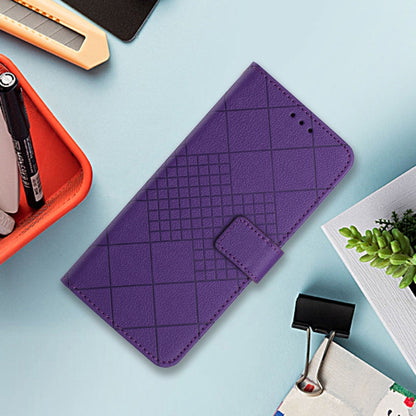 For iPhone 16 Plus Rhombic Grid Texture Leather Phone Case(Purple) - iPhone 16 Plus Cases by buy2fix | Online Shopping UK | buy2fix