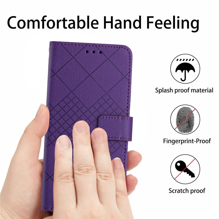 For iPhone 16 Plus Rhombic Grid Texture Leather Phone Case(Purple) - iPhone 16 Plus Cases by buy2fix | Online Shopping UK | buy2fix