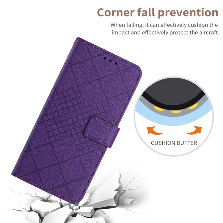 For iPhone 16 Plus Rhombic Grid Texture Leather Phone Case(Purple) - iPhone 16 Plus Cases by buy2fix | Online Shopping UK | buy2fix