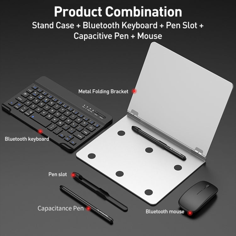 GKK Metal Folding Holder + Bluetooth Keyboard + Pen + Pen Slots + Mouse Set(Silver) - Samsung Keyboard by GKK | Online Shopping UK | buy2fix