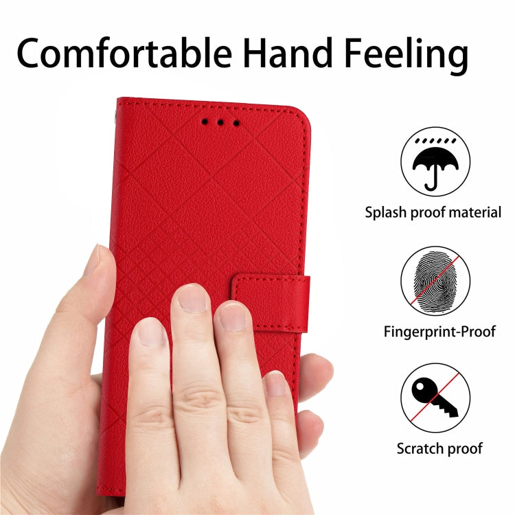 For Google Pixel 9 Rhombic Grid Texture Leather Phone Case(Red) - Google Cases by buy2fix | Online Shopping UK | buy2fix