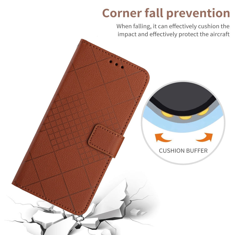 For Google Pixel 9 Pro XL Rhombic Grid Texture Leather Phone Case(Brown) - Google Cases by buy2fix | Online Shopping UK | buy2fix