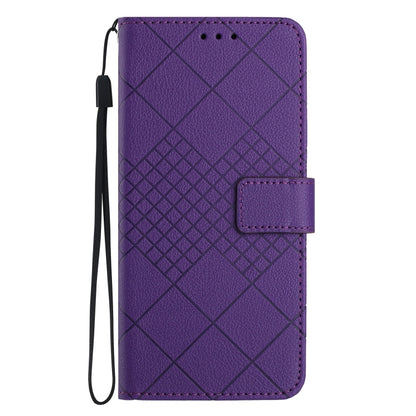 For Motorola Moto G Play 4G 2024 Rhombic Grid Texture Leather Phone Case(Purple) - Motorola Cases by buy2fix | Online Shopping UK | buy2fix