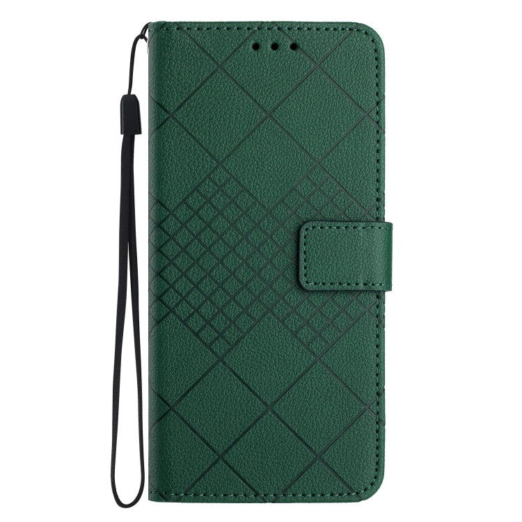 For Motorola Moto G Power 5G 2024 Rhombic Grid Texture Leather Phone Case(Green) - Motorola Cases by buy2fix | Online Shopping UK | buy2fix