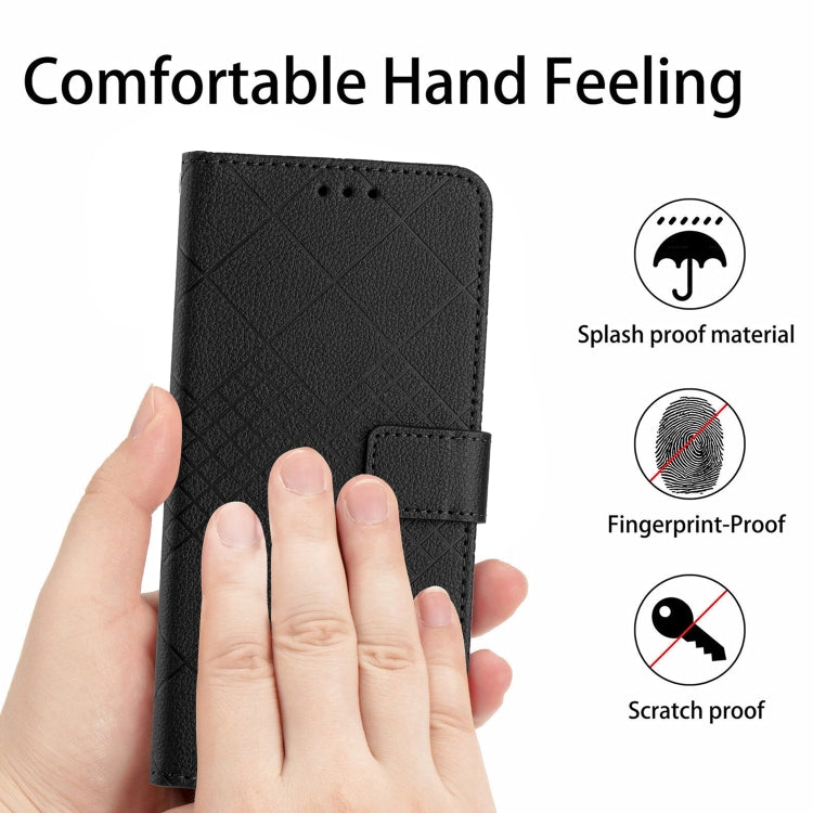 For Motorola Edge 5G 2024 Rhombic Grid Texture Leather Phone Case(Black) - Motorola Cases by buy2fix | Online Shopping UK | buy2fix