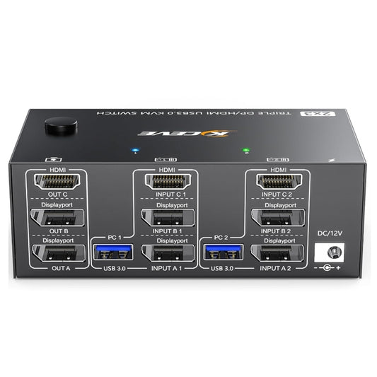 KC-KVM203DH 8K 30Hz USB3.0 DP+DP+HDMI Triple Monitors KVM Switch, UK Plug - Switch by buy2fix | Online Shopping UK | buy2fix