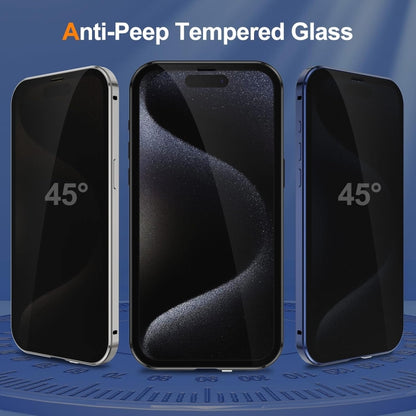 For iPhone 15 Pro Anti-peeping Magnetic Double-sided Tempered Glass Phone Case(Black) - iPhone 15 Pro Cases by buy2fix | Online Shopping UK | buy2fix