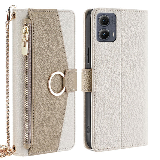 For Motorola Edge 5G 2024 Crossbody Litchi Texture Leather Phone Case(White) - Motorola Cases by buy2fix | Online Shopping UK | buy2fix