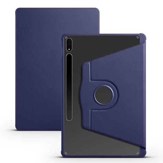 For Samsung Galaxy Tab S9+ X810 Acrylic 360 Degree Rotation Holder Tablet Leather Case(Dark Blue) - Galaxy Tab S9+ Cases by buy2fix | Online Shopping UK | buy2fix