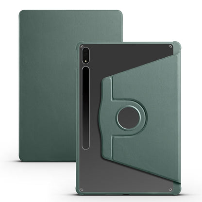 For Samsung Galaxy Tab S9+ X810 Acrylic 360 Degree Rotation Holder Tablet Leather Case(Dark Green) - Galaxy Tab S9+ Cases by buy2fix | Online Shopping UK | buy2fix