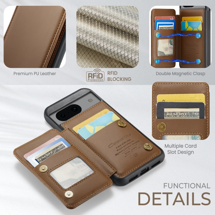 For Google Pixel 8a CaseMe C22 Card Slots Holder RFID Anti-theft Phone Case(Brown) - Google Cases by CaseMe | Online Shopping UK | buy2fix