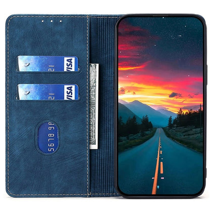 For Motorola Edge 5G 2024 RFID Anti-theft Brush Magnetic Leather Phone Case(Blue) - Motorola Cases by buy2fix | Online Shopping UK | buy2fix