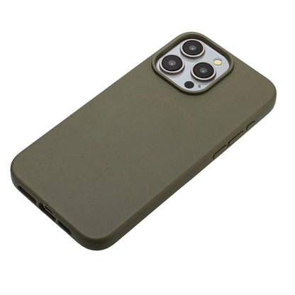 For iPhone 14 Pro Wheat MagSafe Magnetic Straw Material + TPU Phone Case(Army Green) - iPhone 14 Pro Cases by buy2fix | Online Shopping UK | buy2fix