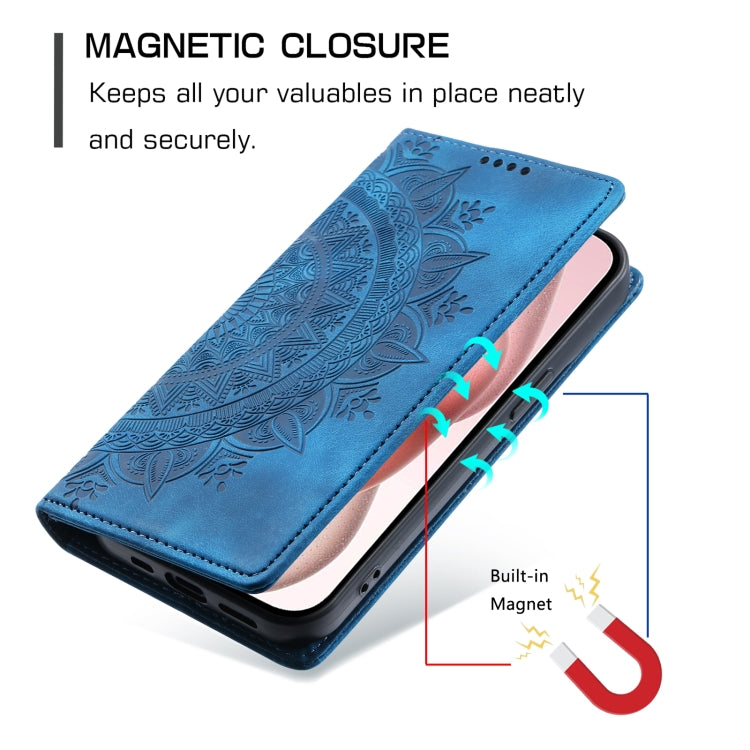 For iPhone 16 Plus Totem Embossed Magnetic Leather Phone Case(Blue) - iPhone 16 Plus Cases by buy2fix | Online Shopping UK | buy2fix