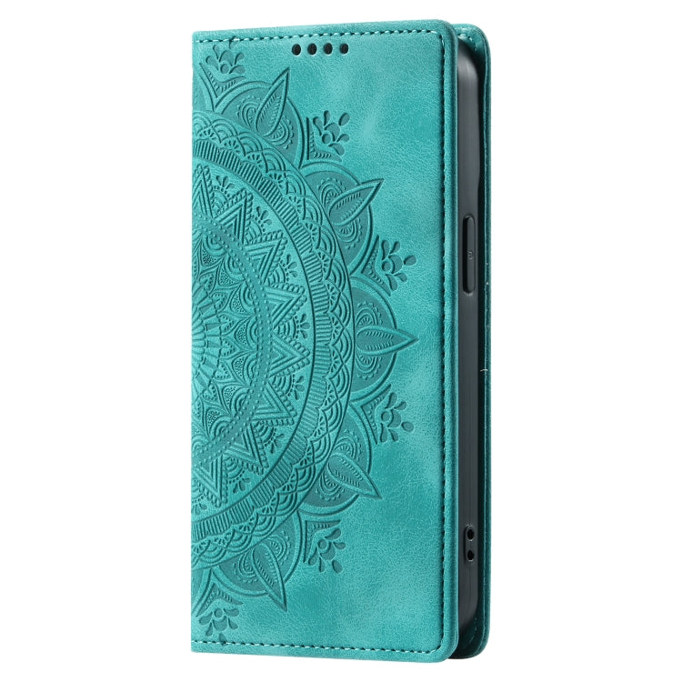 For iPhone 16 Plus Totem Embossed Magnetic Leather Phone Case(Green) - iPhone 16 Plus Cases by buy2fix | Online Shopping UK | buy2fix