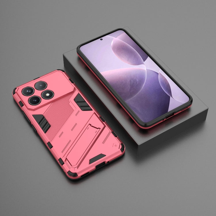 For Xiaomi Redmi K70 5G Punk Armor 2 in 1 PC + TPU Phone Case with Holder(Light Red) - K70 Cases by buy2fix | Online Shopping UK | buy2fix