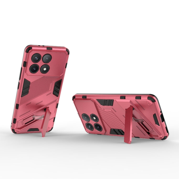 For Xiaomi Redmi K70 5G Punk Armor 2 in 1 PC + TPU Phone Case with Holder(Light Red) - K70 Cases by buy2fix | Online Shopping UK | buy2fix