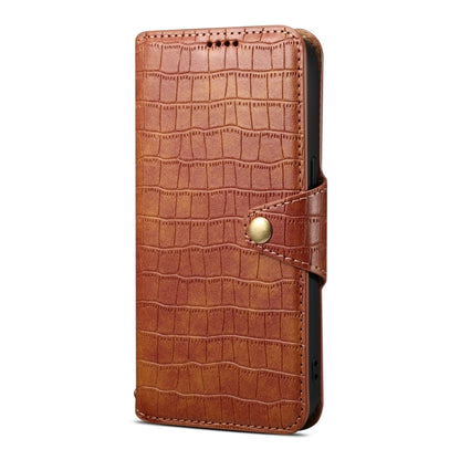 For Samsung Galaxy S24+ 5G Denior Crocodile Texture Oil Edge Leather Phone Case(Brown) - Galaxy S24+ 5G Cases by Denior | Online Shopping UK | buy2fix