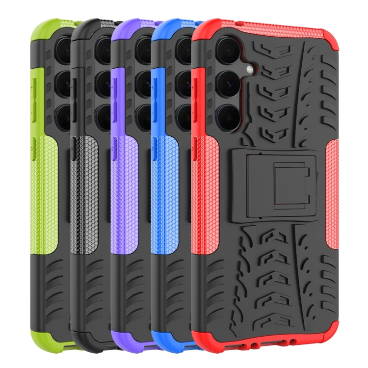 For Samsung Galaxy A35 5G Tire Texture TPU + PC Phone Case with Holder(Green) - Galaxy Phone Cases by buy2fix | Online Shopping UK | buy2fix