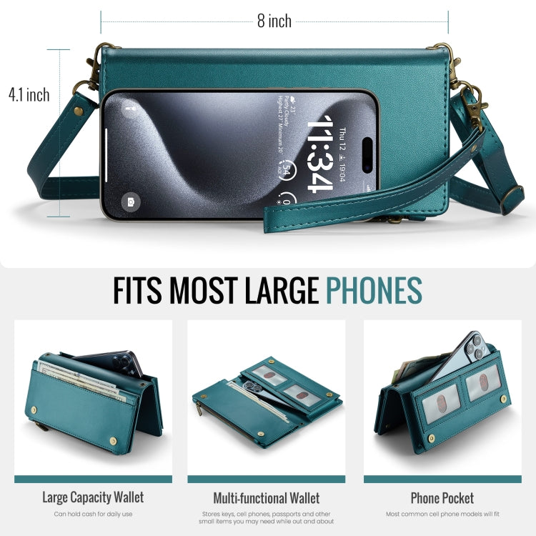 CaseMe ME10 Universal Wallet Phone Case with Lanyard(Green) - Universal Leather Case by CaseMe | Online Shopping UK | buy2fix