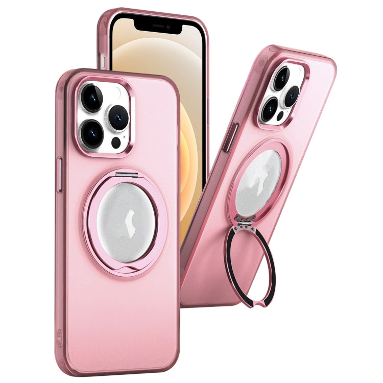 For iPhone 12 / 12 Pro MagSafe 360 Rotate Ring Holder PC Phone Case(Pink) - iPhone 12 / 12 Pro Cases by buy2fix | Online Shopping UK | buy2fix