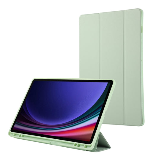 For Samsung Galaxy Tab S9 FE+ 3-Fold Pure Color TPU Leather Tablet Case with Pen Slot(Green) - Galaxy Tab S9 FE+ by buy2fix | Online Shopping UK | buy2fix