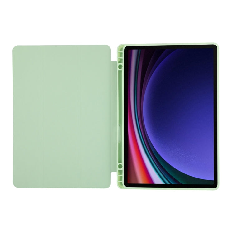 For Samsung Galaxy Tab S9 3-Fold Pure Color TPU Leather Tablet Case with Pen Slot(Green) - Galaxy Tab S9 Cases by buy2fix | Online Shopping UK | buy2fix