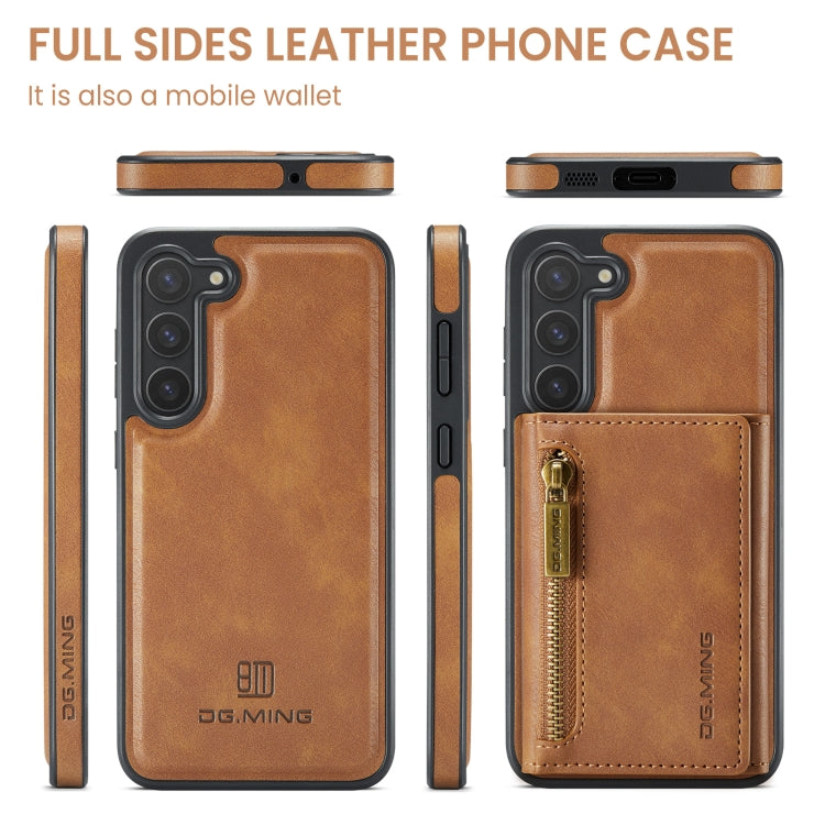 For Samsung Galaxy S23 DG.MING M5 Series Zip RFID Multi Card Detachable Leather Phone Case(Brown) - Galaxy S23 5G Cases by DG.MING | Online Shopping UK | buy2fix