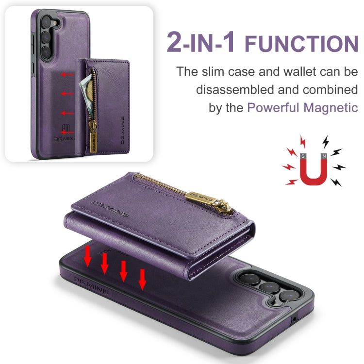 For Samsung Galaxy S23+ DG.MING M5 Series Zip RFID Multi Card Detachable Leather Phone Case(Purple) - Galaxy S23+ 5G Cases by DG.MING | Online Shopping UK | buy2fix