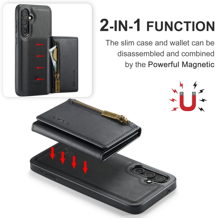 For Samsung Galaxy S23 FE 5G DG.MING M5 Series Zip RFID Multi Card Detachable Leather Phone Case(Black) - Galaxy S23 FE 5G Cases by DG.MING | Online Shopping UK | buy2fix