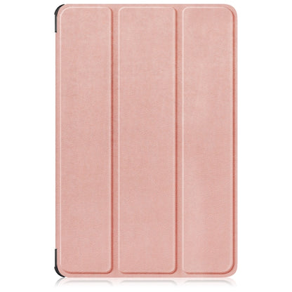 For Lenovo Tab M11/ Xiaoxin Pad 11 2024 Custer Pure Color 3-folding Leather Smart Tablet Case(Rose Gold) - Lenovo by buy2fix | Online Shopping UK | buy2fix