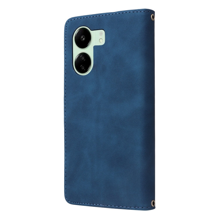 For Xiaomi Redmi 13C 4G Global Multifunctional Frosted Zipper Wallet Leather Phone Case(Blue) - 13C Cases by buy2fix | Online Shopping UK | buy2fix