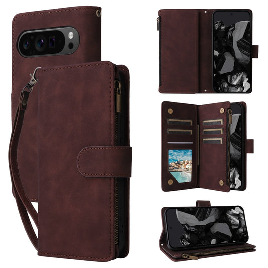 For Google Pixel 9 Pro Multifunctional Multi-Card Wallet Phone Leather Case(Coffee) - Google Cases by buy2fix | Online Shopping UK | buy2fix