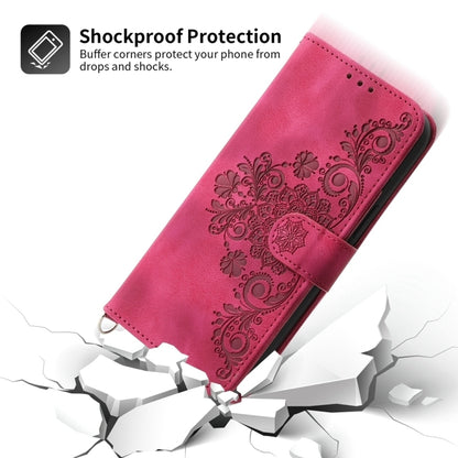 For Google Pixel 9 Pro Skin-feel Flowers Embossed Wallet Leather Phone Case(Wine Red) - Google Cases by buy2fix | Online Shopping UK | buy2fix