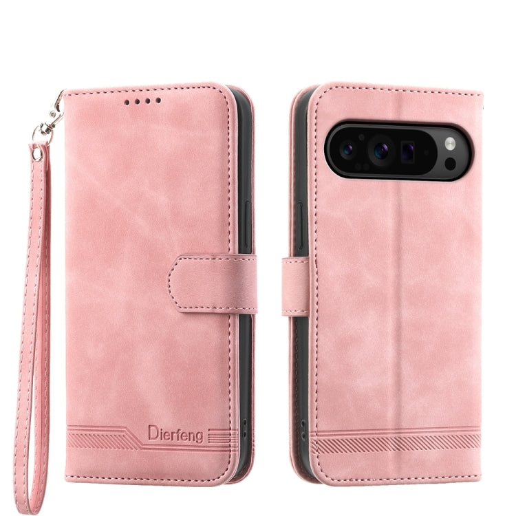 For Google Pixel 9 Pro Dierfeng Dream Line TPU + PU Leather Phone Case(Pink) - Google Cases by buy2fix | Online Shopping UK | buy2fix