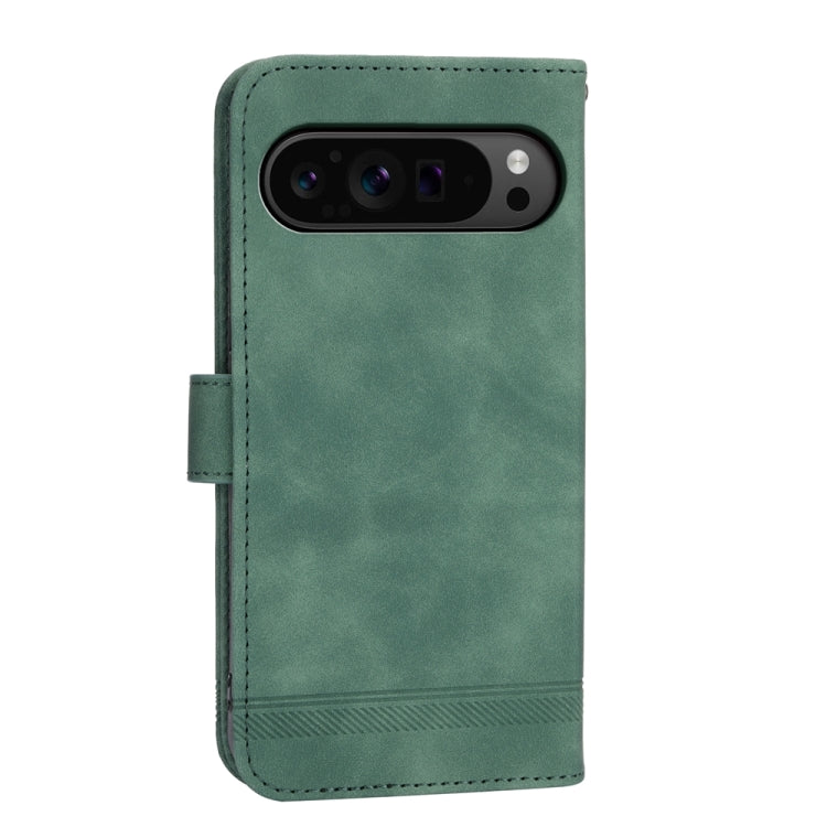 For Google Pixel 9 Pro Dierfeng Dream Line TPU + PU Leather Phone Case(Green) - Google Cases by buy2fix | Online Shopping UK | buy2fix