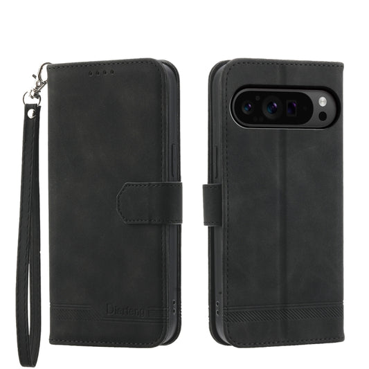 For Google Pixel 9 Pro Dierfeng Dream Line TPU + PU Leather Phone Case(Black) - Google Cases by buy2fix | Online Shopping UK | buy2fix