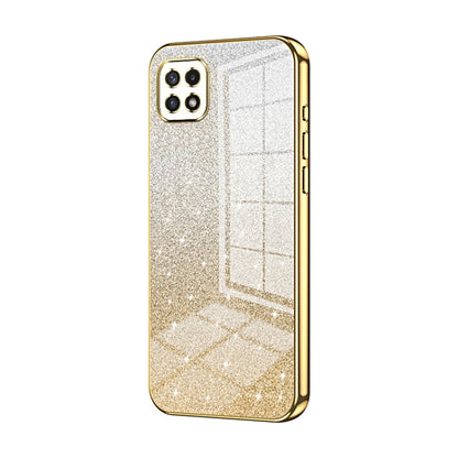 For Samsung Galaxy A22 5G / A22s Gradient Glitter Powder Electroplated Phone Case(Gold) - Galaxy Phone Cases by buy2fix | Online Shopping UK | buy2fix