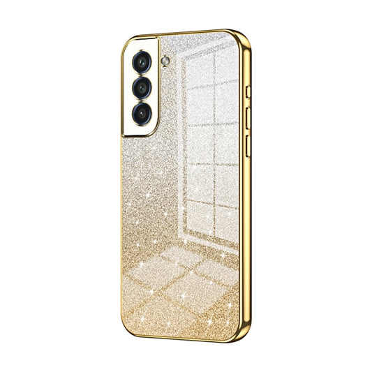 For Samsung Galaxy S21+ 5G Gradient Glitter Powder Electroplated Phone Case(Gold) - Galaxy S21+ 5G Cases by buy2fix | Online Shopping UK | buy2fix