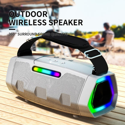NewRixing NR2033 Portable TWS Wireless Bluetooth Speaker(Silver) - Desktop Speaker by NewRixing | Online Shopping UK | buy2fix