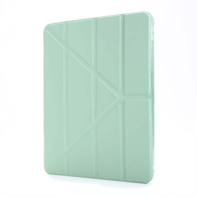 For iPad Air 13 2024 / Pro 12.9 2022 / 2021 Multi-folding TPU Leather Tablet Case with Holder & Pen Slot(Green) - iPad Pro 12.9 (2018) Cases by buy2fix | Online Shopping UK | buy2fix