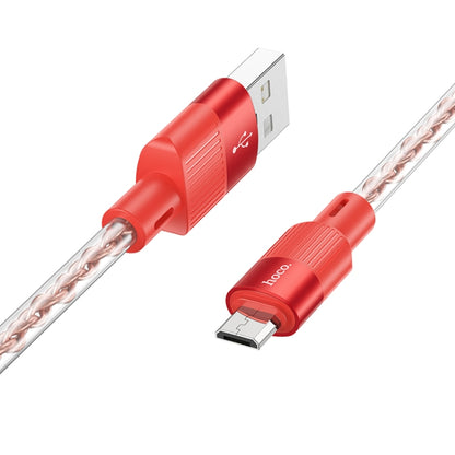 hoco X99 Crystal Junction 2.4A USB to Micro USB Silicone Charging Data Cable, Length:1m(Red) - Micro USB Cable by hoco | Online Shopping UK | buy2fix