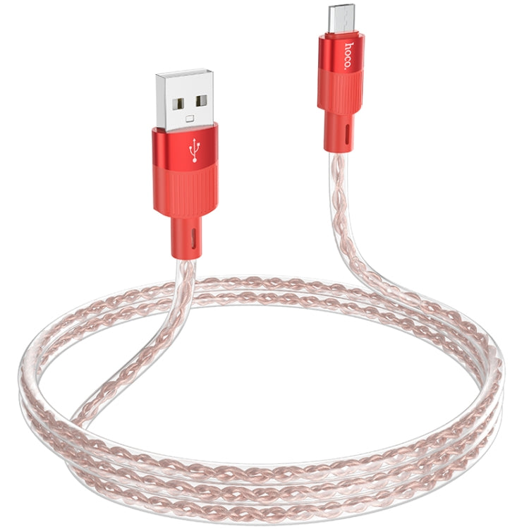 hoco X99 Crystal Junction 2.4A USB to Micro USB Silicone Charging Data Cable, Length:1m(Red) - Micro USB Cable by hoco | Online Shopping UK | buy2fix