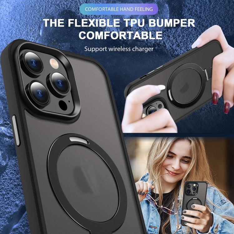 For iPhone 12 MagSafe Holder Skin-feel PC Hybrid TPU Phone Case(Black) - iPhone 12 / 12 Pro Cases by buy2fix | Online Shopping UK | buy2fix